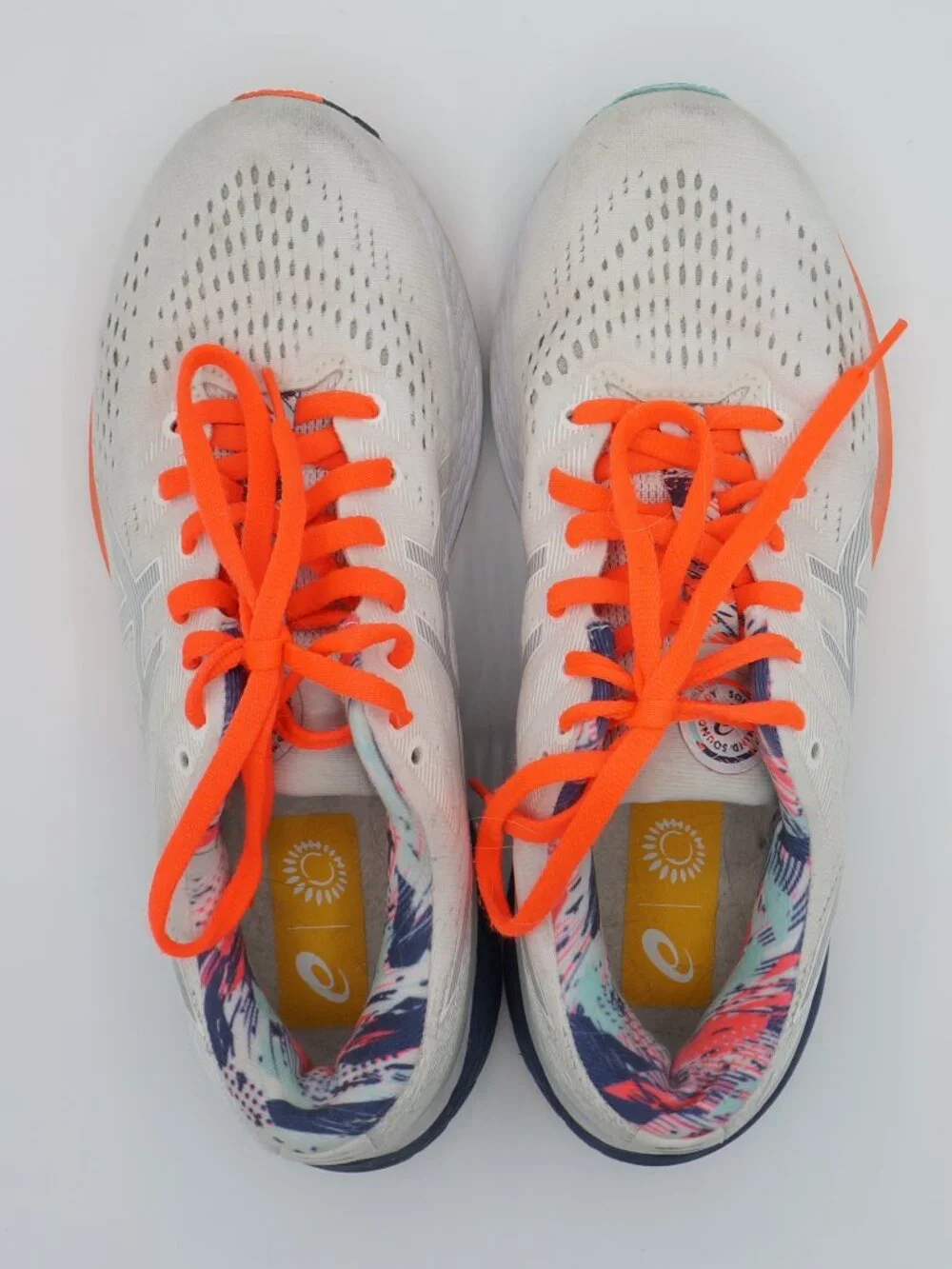 ASICS Gel Series White Neon Orange Running Shoes Women's Size 8